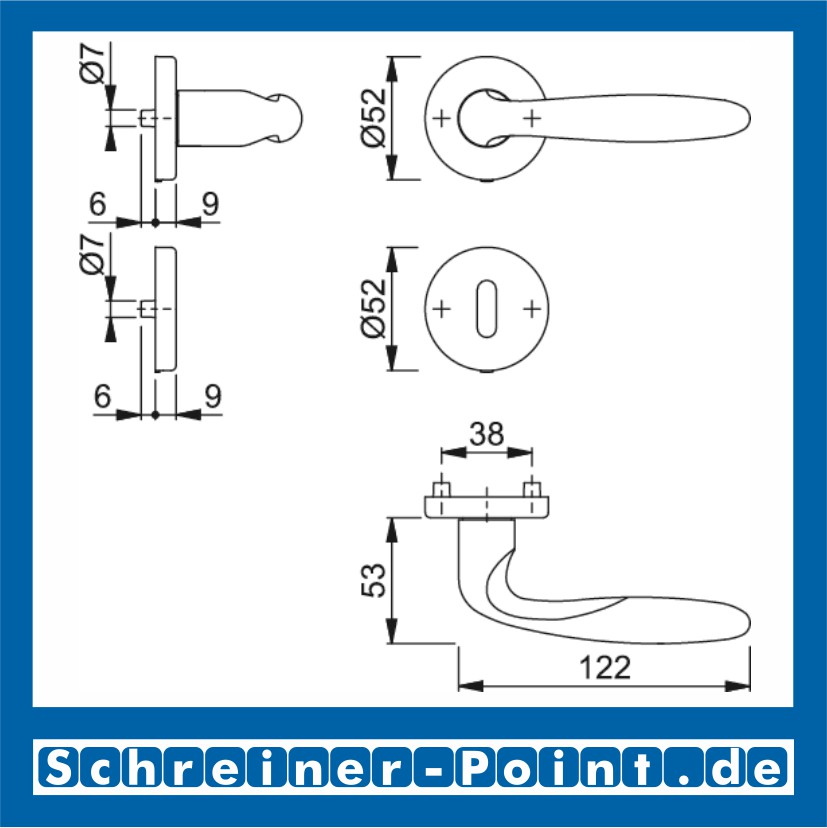 Hoppe Verona Messing verchromt Resista F49-R Rosettengarnitur M151/42KV/42KVS, 2749496, 6375455, 2749509, 2749517, 6492698, 2749584, 6375539